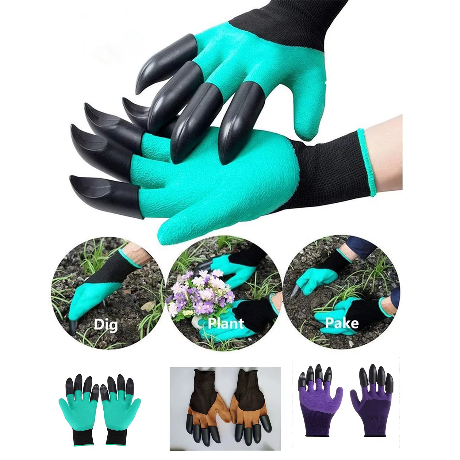 Gants de jardinage à 8 griffes