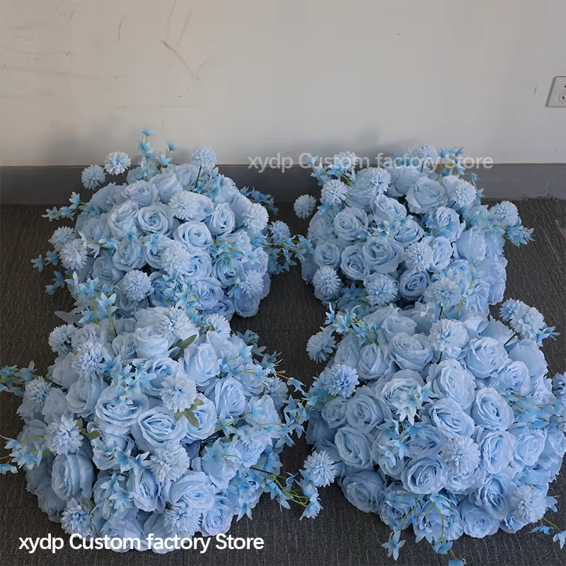 Bouquet de fleurs artificielles bleu ciel