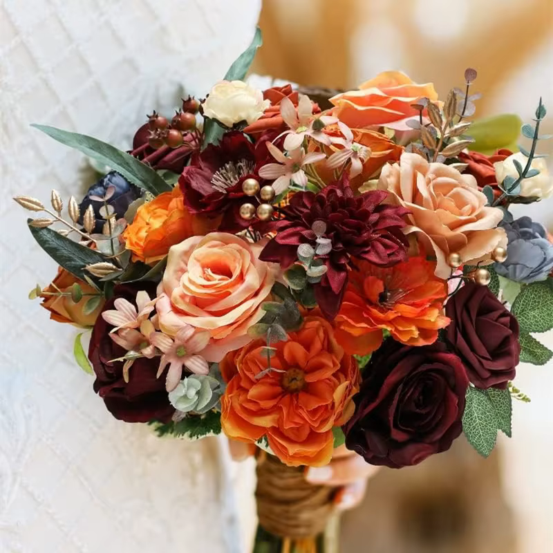 Fleur artificielle de rose orange