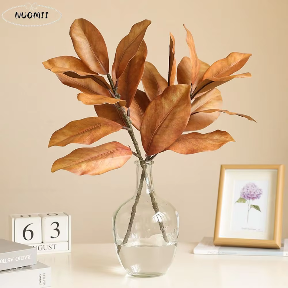 Branches de feuilles de magnolia artificielles de 57 cm, toucher réaliste, plante de magnolia artificielle, art floral, plantes vertes simulées faites à la main