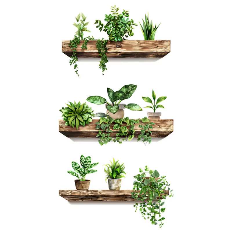 Nouvelle combinaison créative d'étagères pour plantes en pot avec autocollants amovibles pour embellir les chambres