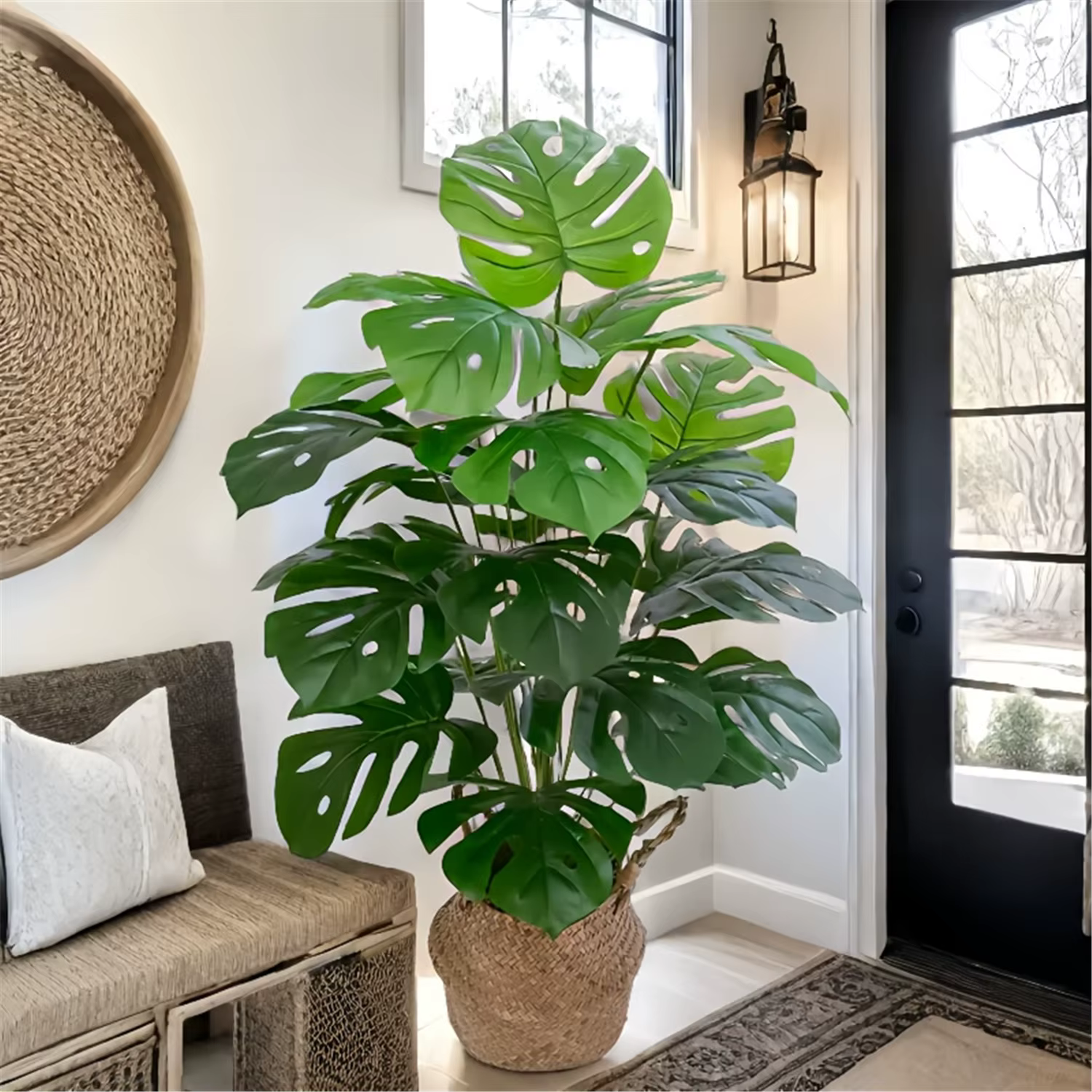 Une grande plante verte tropicale artificielle Dracaena avec 24 grandes feuilles