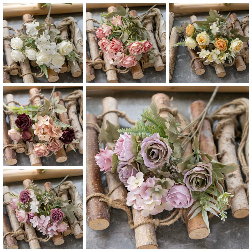 Bouquet de roses artificielles Arthur de 12 pouces