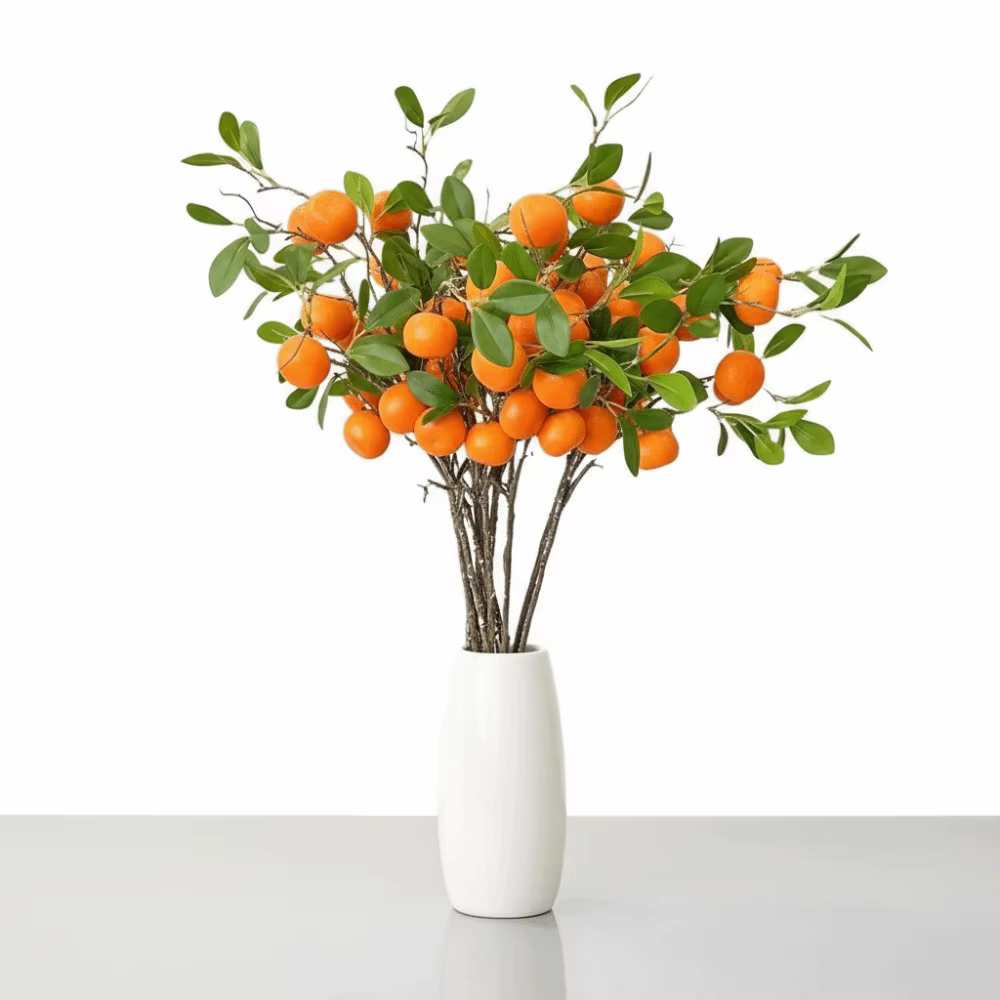 Branche d'Orange Artificielle Feuilles Vertes