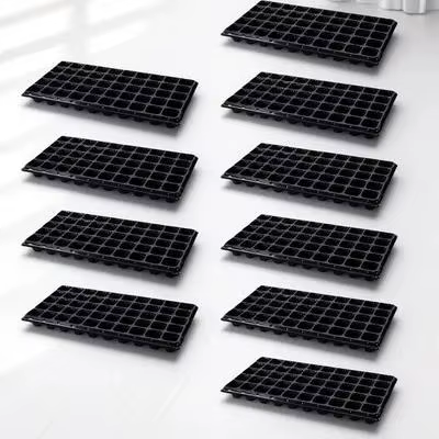 Lot de 10 plateaux de germination 50 cellules en plastique premium résistant aux fissures pour semis