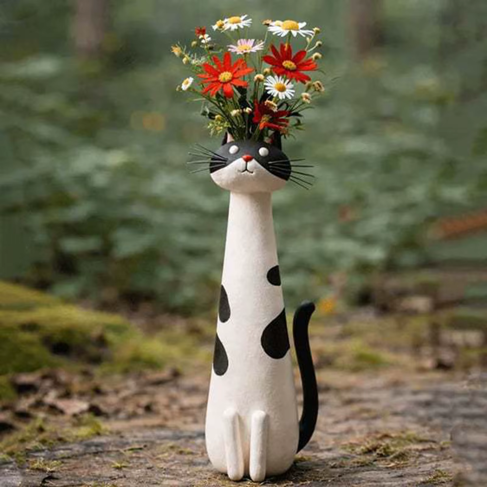 Vase à fleurs fantaisie en résine en forme de chat, 1 à 6 pièces, moderne et mignon, ornement créatif pour la maison, le salon, la décoration d'étagère