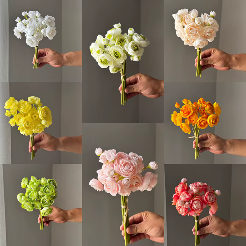 Bouquet de 6 tiges de faux renoncules