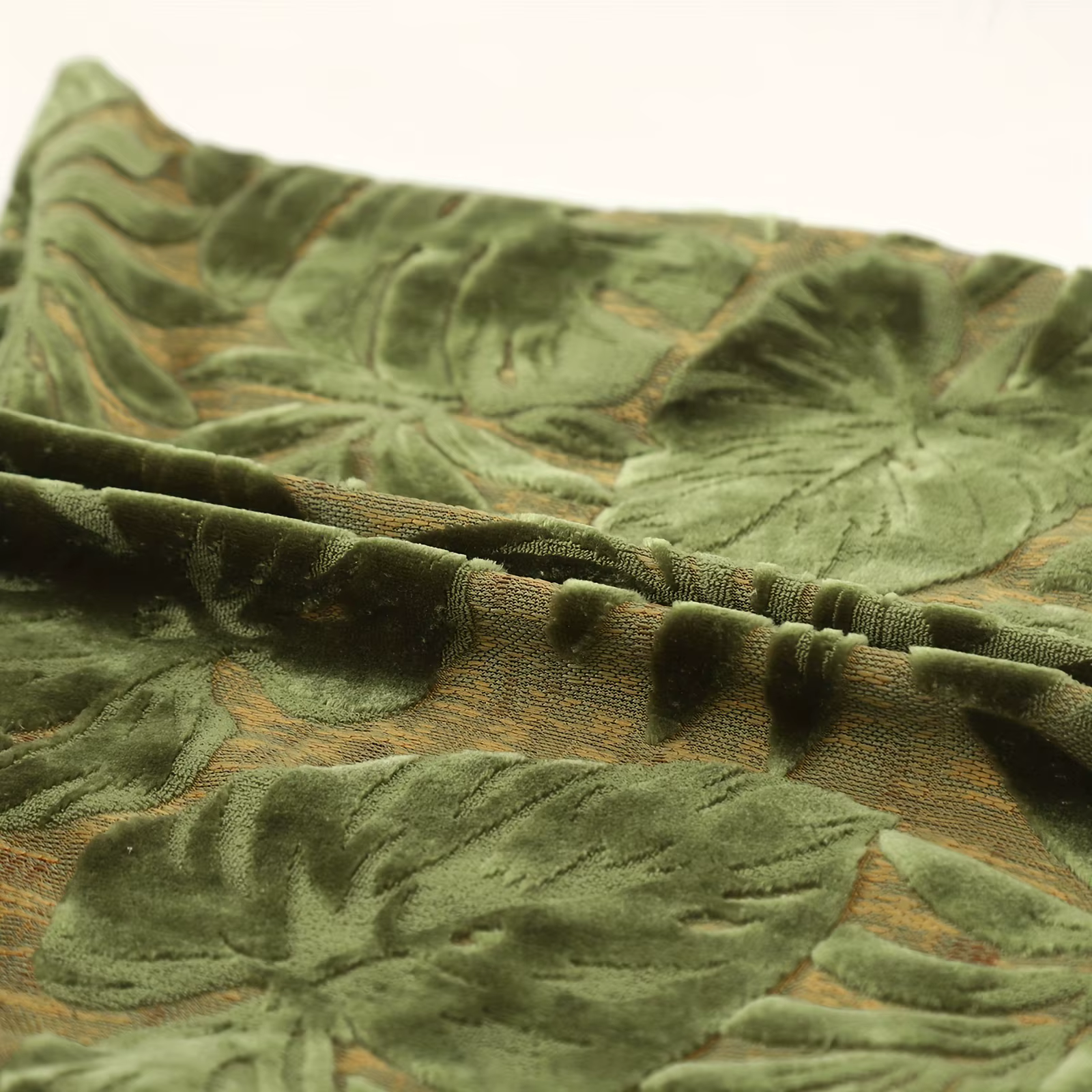1 pièces Chenille feuille verte Jacaquard plantes tropicales housse de coussin jeter taies d'oreiller pour la décoration de la maison (sans insérer)
