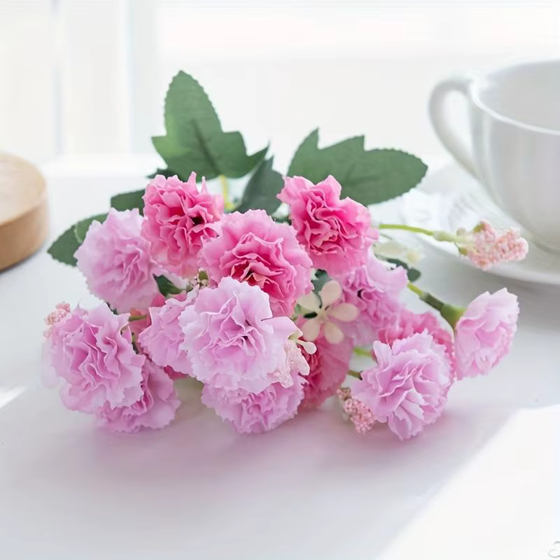 Bouquet de fleurs d'œillet artificielles, multicolores et vibrantes, résistantes à la décoloration, fausses fleurs pour la maison, le jardin, la décoration extérieure