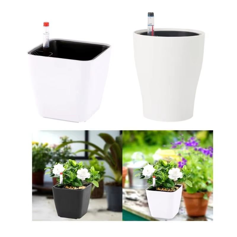 G6KF Planteur à eau auto avec indicateur niveau d'eau Pots fleurs décoratifs pour chambre cuisine Bureau des maisons
