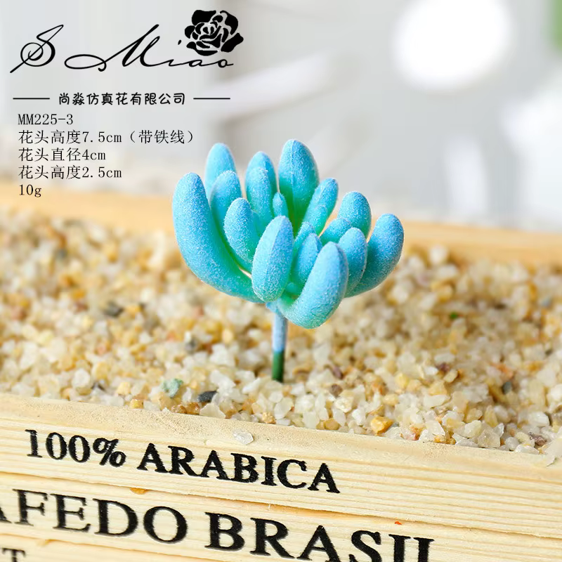 Plantes succulentes artificielles bleues