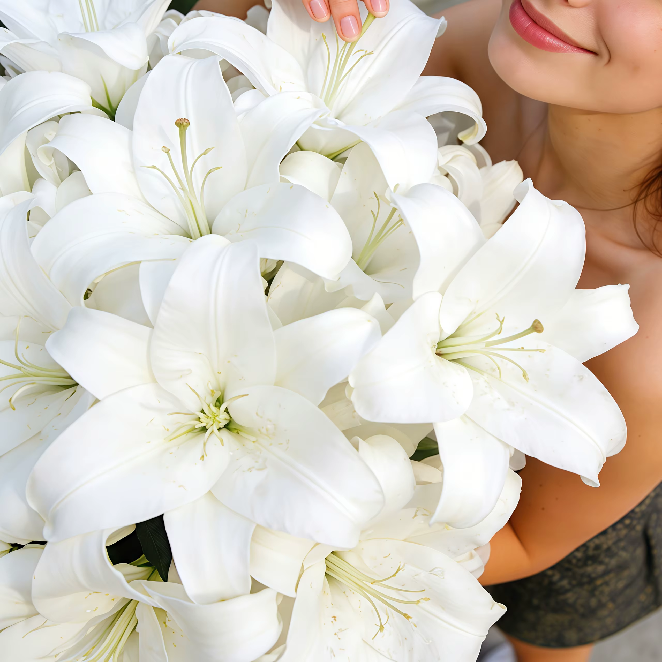 36 grands lys artificiels blancs - Fleurs au toucher réaliste