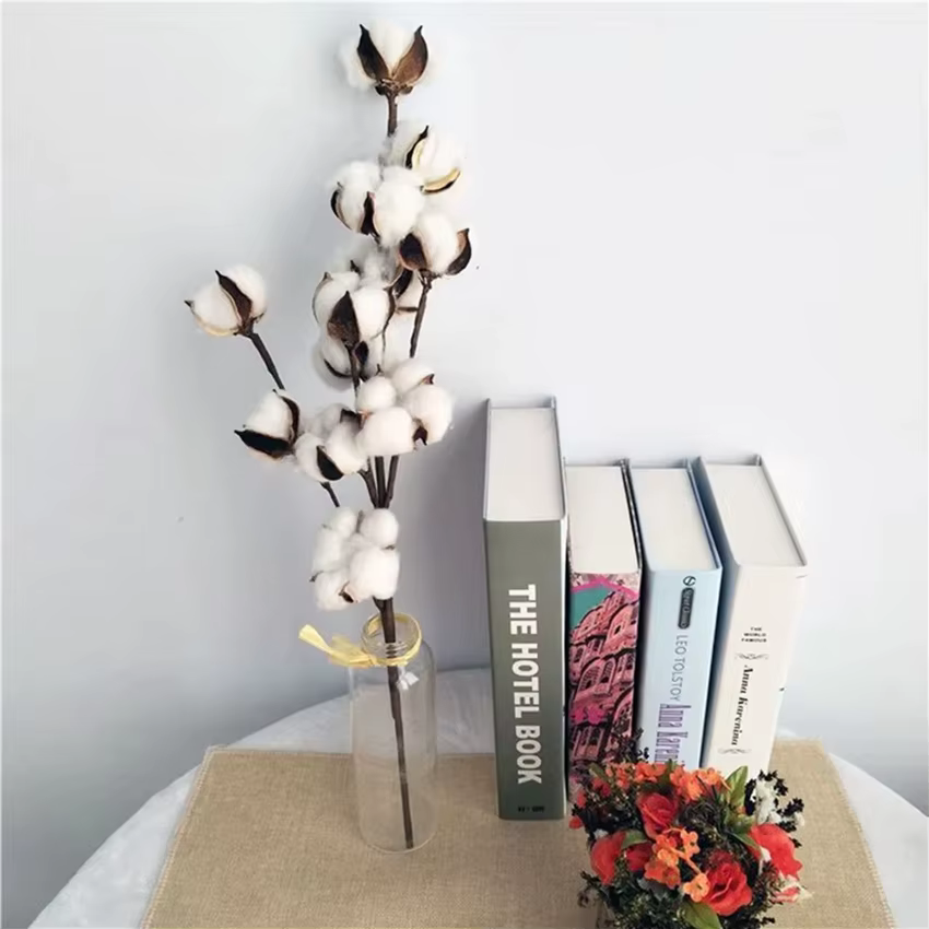 Plantes artificielles coton naturel fleur branches mariage festivals fêtes guirlandes maison chambre atmosphère chaleureuse table à manger décor