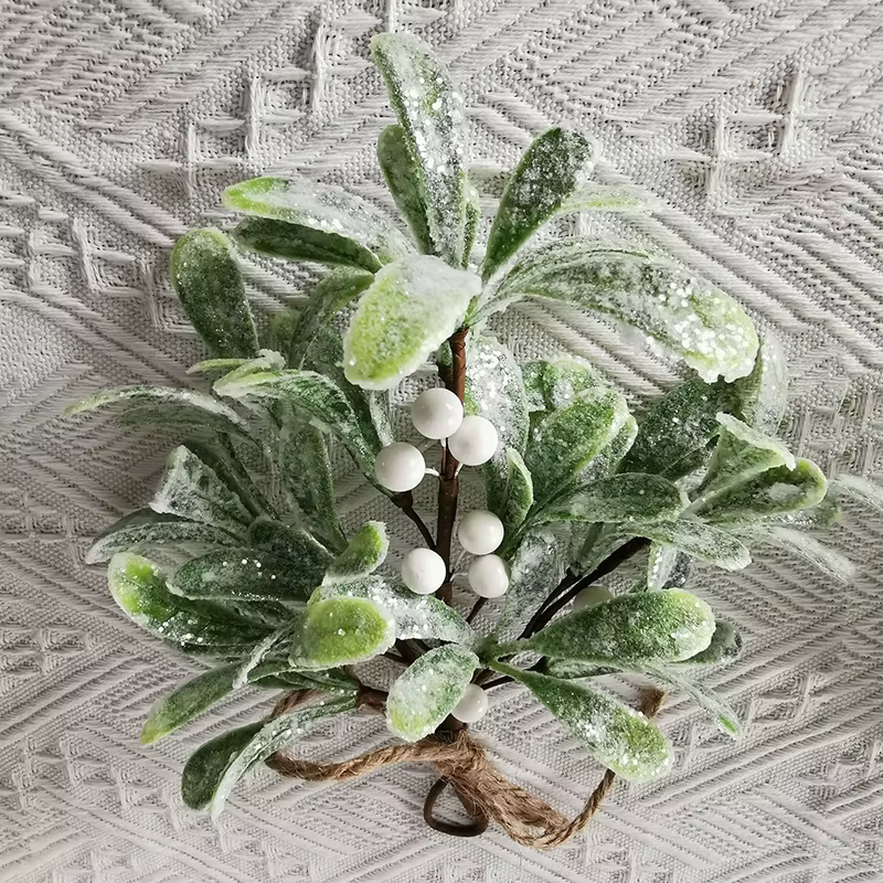 Fleurs Artificielles Givrées pour Décoration de Noël