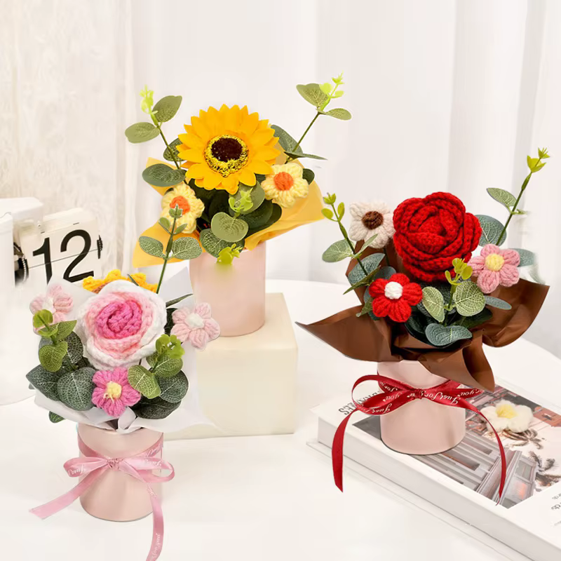 Bouquet de fleurs tricotées