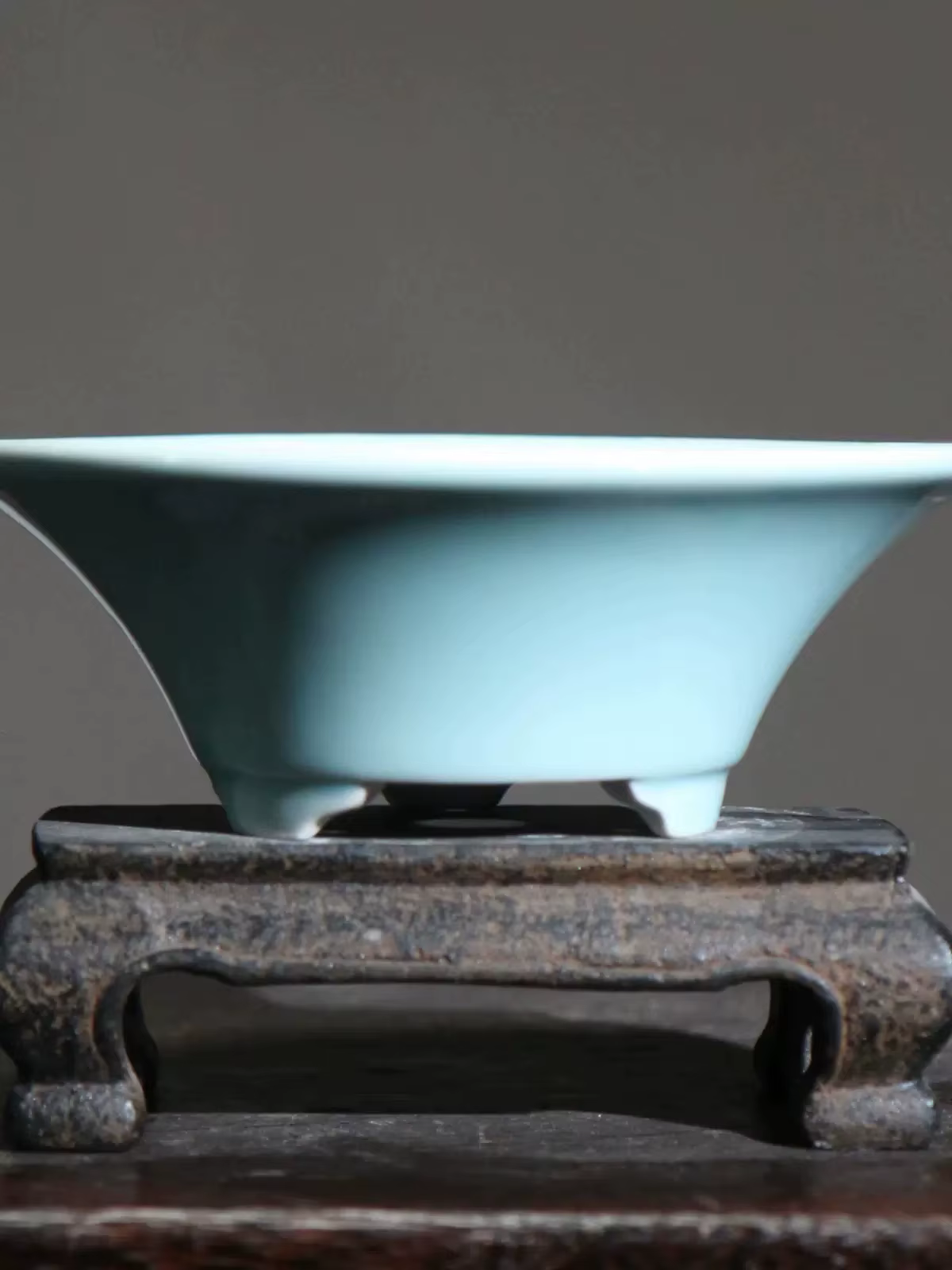Pot à bonsaï rond en porcelaine émaillée colorée
