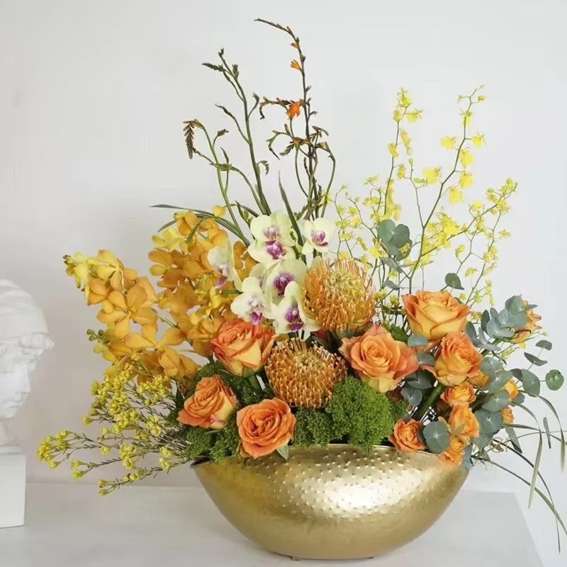 Nouveau Grand taille bol doré Pot Vase Jubao Pot fleur plantation à la main fer Pot