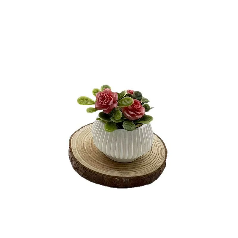 1 pièce - Décoration de scène de salon pour maison de poupée - Mini plante de rose en pot - Modèle de paysage miniature - Artisanat de qualité supérieure