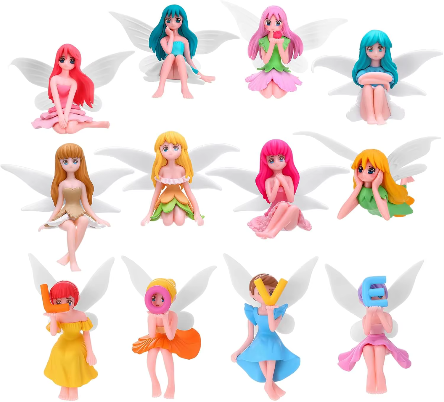 4 figurines de fées miniatures
