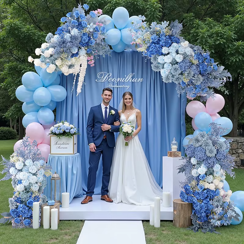 Haze bleu hortensia Dahlia accrocher fleur rangée décor mariage réception toile de fond Arrangement Floral Banquet accessoire fenêtre affichage H8901