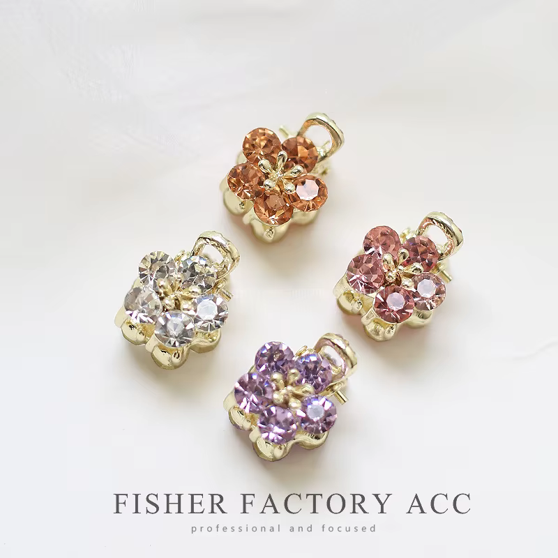 Mini pince à cheveux en strass tchèque motif floral pour femme, barrettes latérales pour franges, pinces à cheveux pour mèches lâches, accessoire de coiffure quotidien