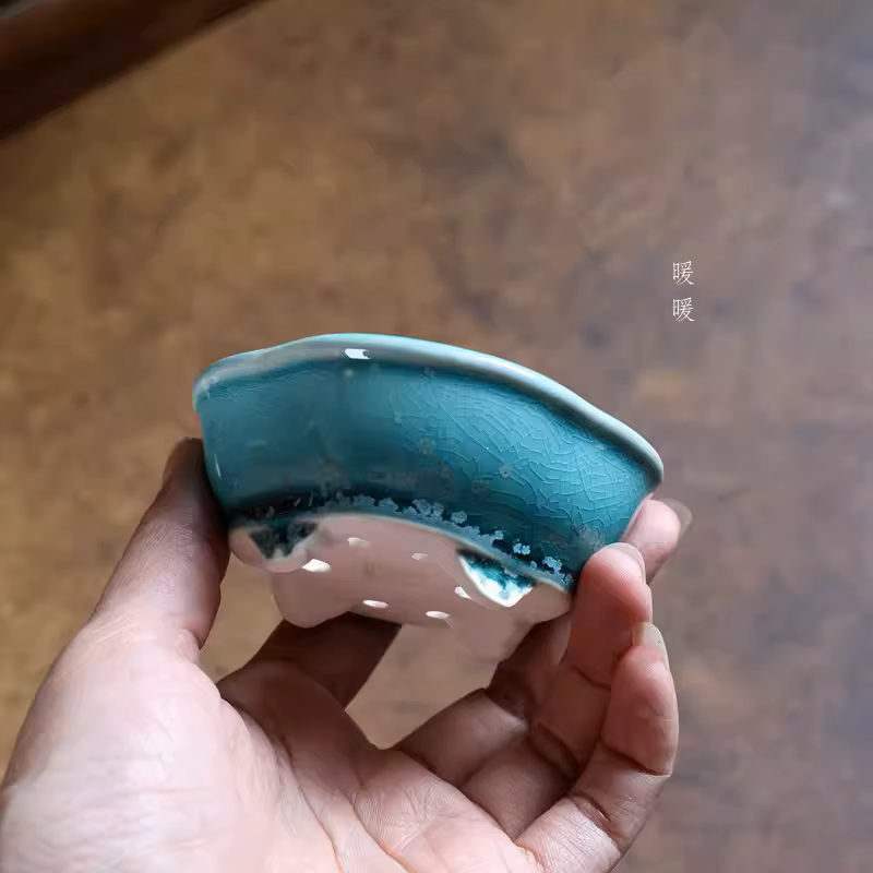 Pot à bonsaï en forme de bégonia vitrée en porcelaine
