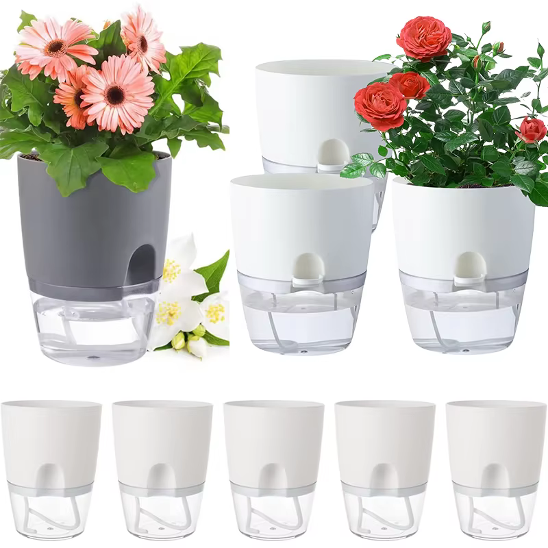 5 pots auto-arrosants, pots à fleurs à absorption d'eau