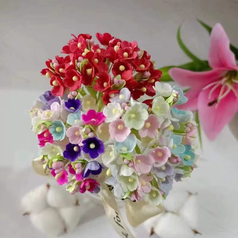 8 pièces / 40 têtes de mini fleurs en papier de 1 cm