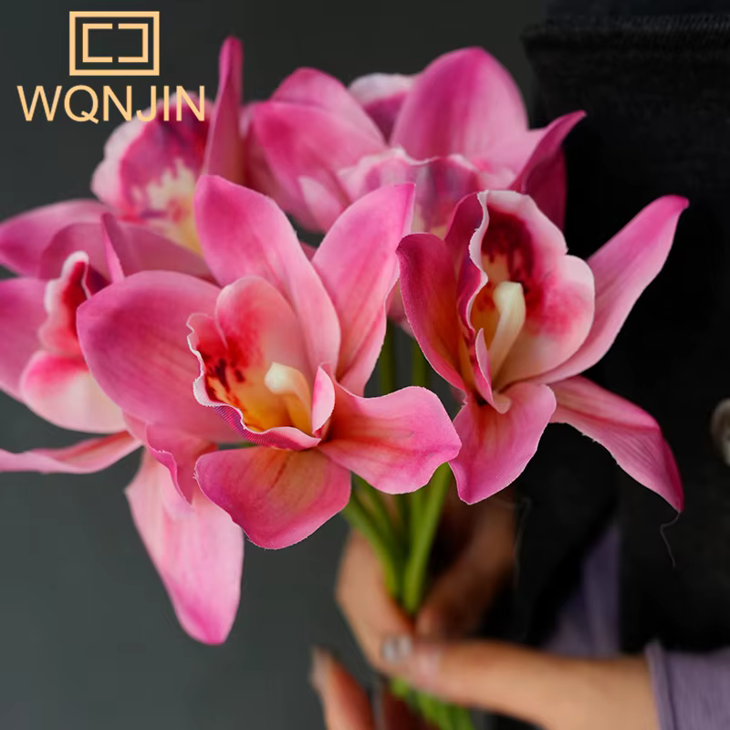 1 Bouquet, Bouquets d'orchidées artificielles à 6 têtes