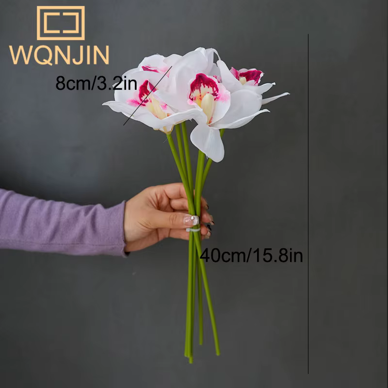 1 Bouquet, Bouquets d'orchidées artificielles à 6 têtes