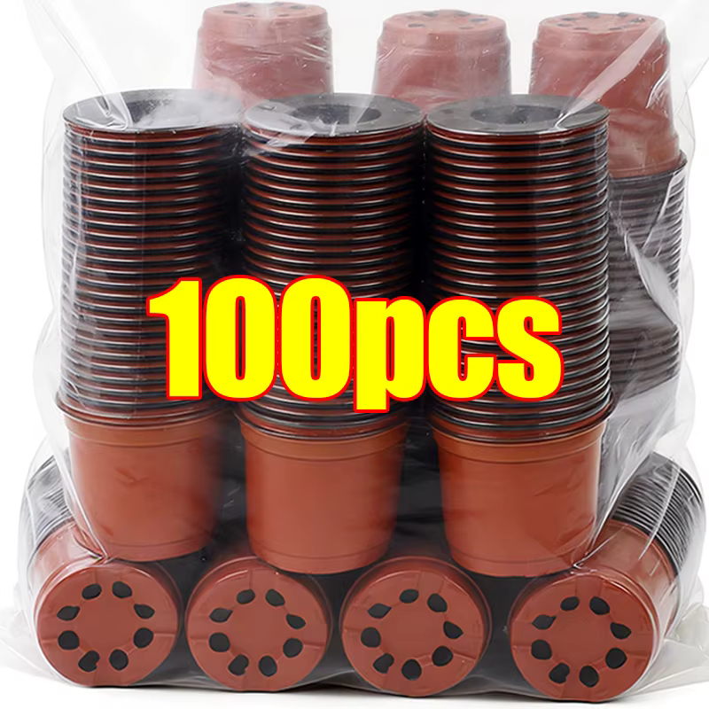 100/20x Pots de semis noirs et rouges