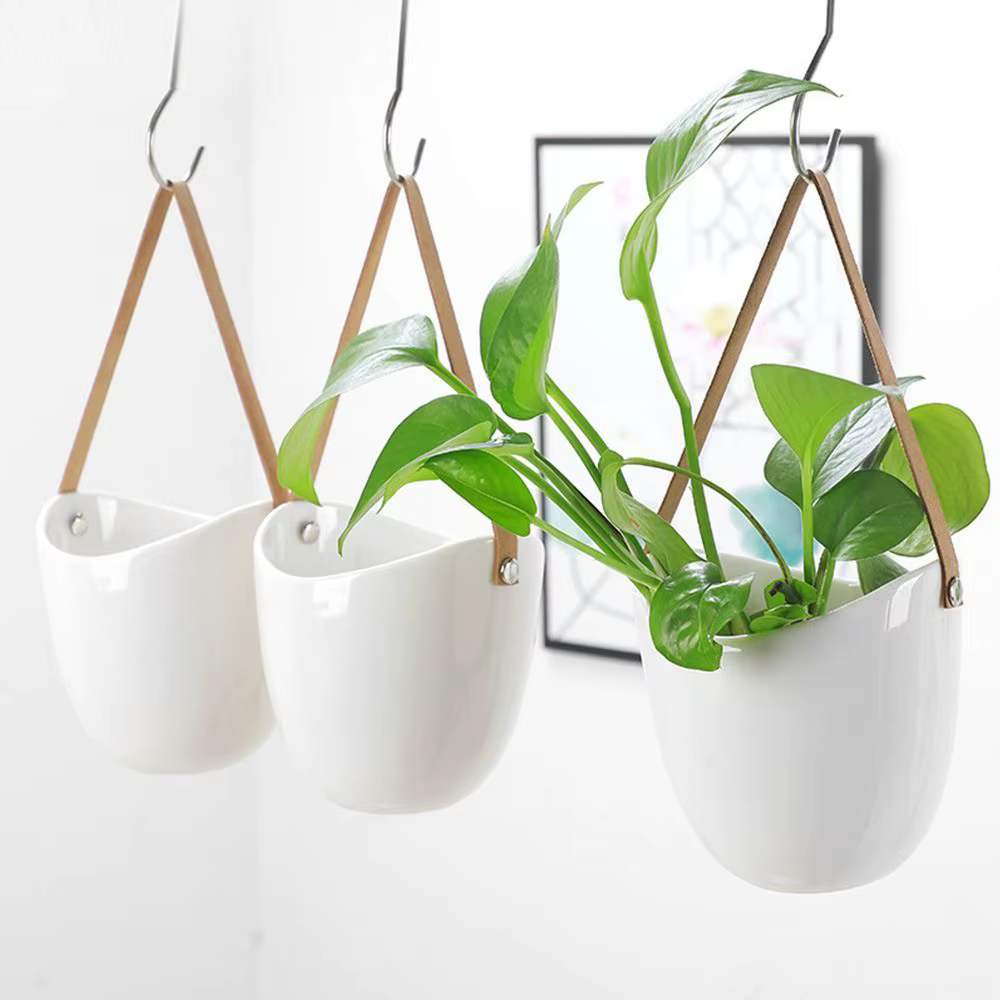 Pot de fleurs mural portable blanc