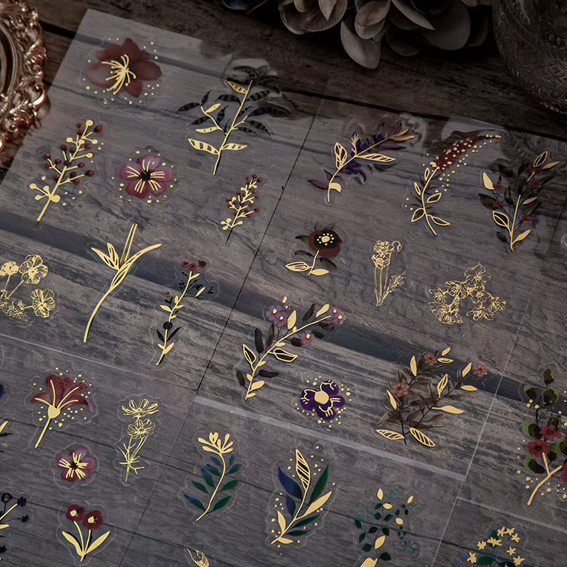 Autocollants décoratifs de la série Golden Flower Language