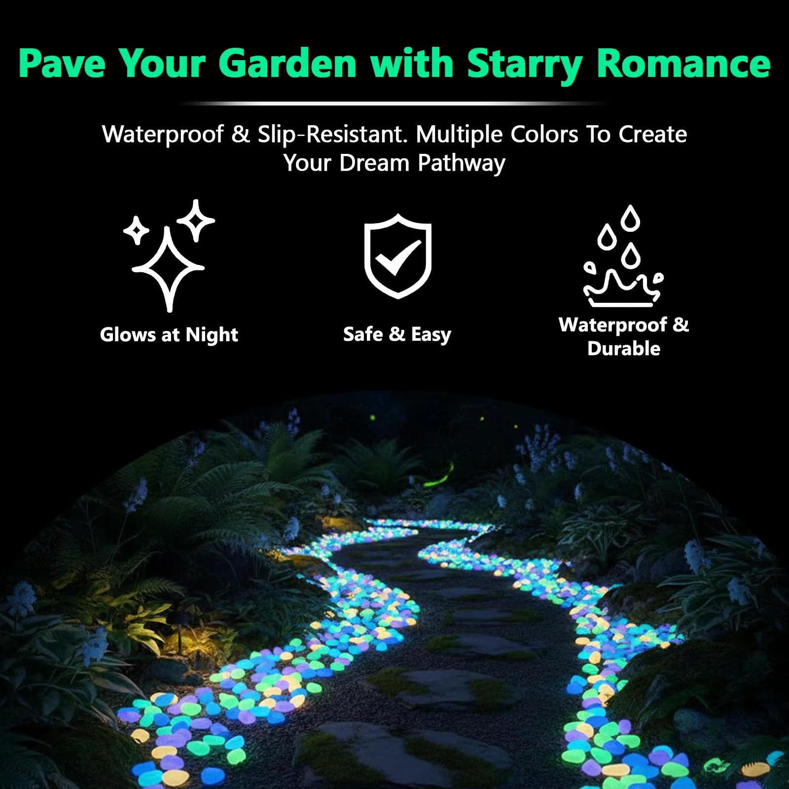 Pierres lumineuses en résine pour plantes en pot