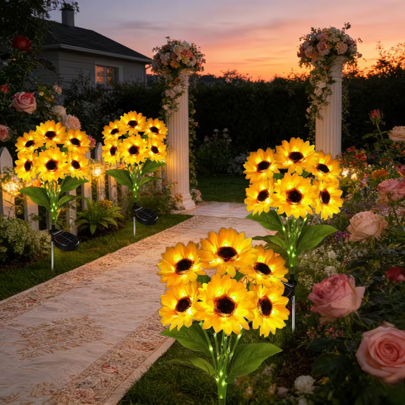 Lampes solaires en forme de tournesol pour jardin