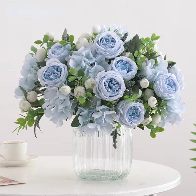 Bouquets en soie bleue