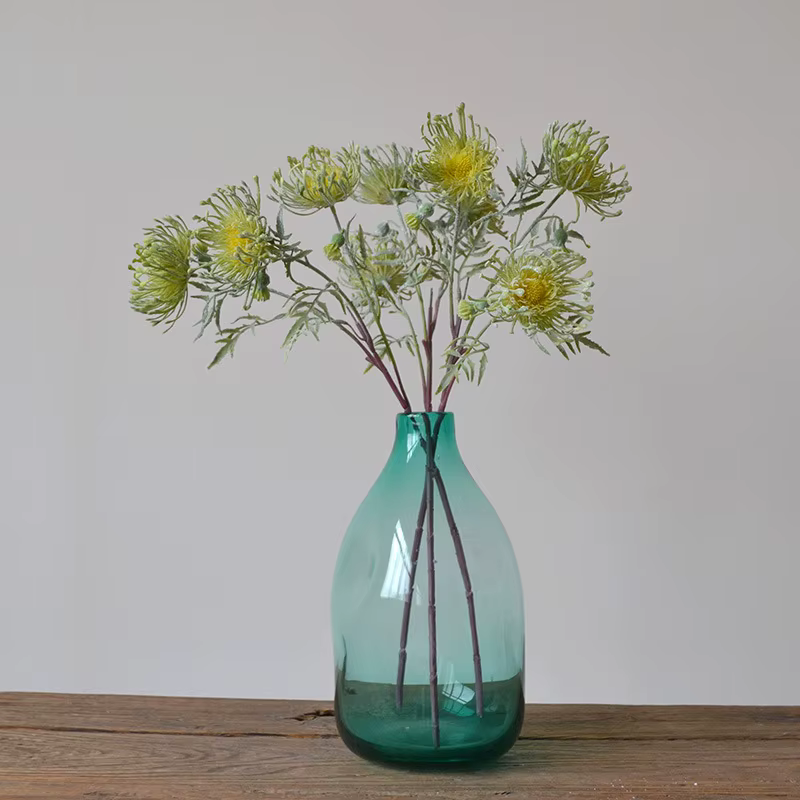 Fleurs artificielles de Leucospermum floquées pour la décoration de mariage flores artificiales fausse fleur en