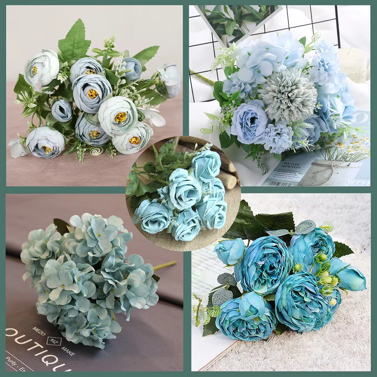1 Bouquet de fleurs artificielles bleues