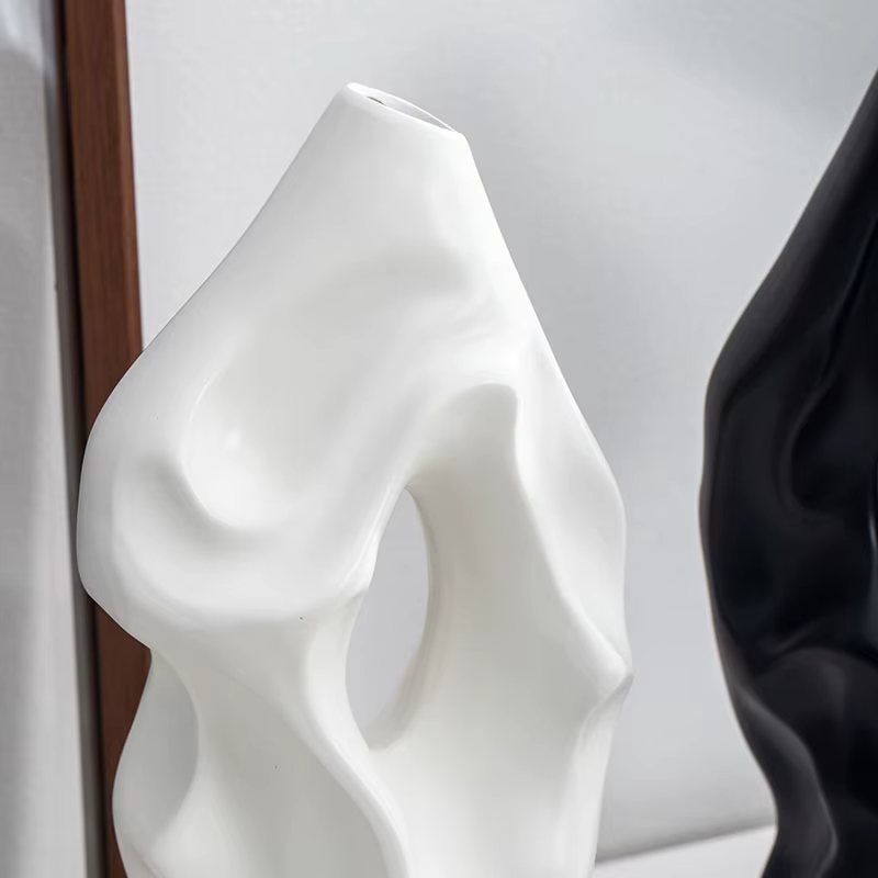 CAPIRON 37 cm Vase en céramique nordique abstrait Pampas herbe fleurs séchées salon salle à manger armoire bureau décoration cadeau