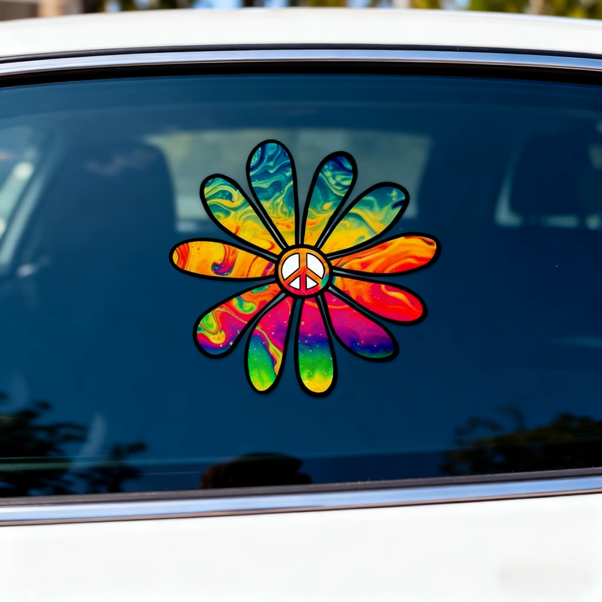 Autocollant de voiture Flower Power Peace, autocollant en vinyle imperméable, Design Hippie coloré pour Auto moto ordinateur portable pare-chocs fenêtre décor