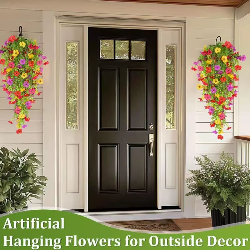 E8BD Fleur suspension artificielle pour décoration plante suspendue en plein air 6pcs 78