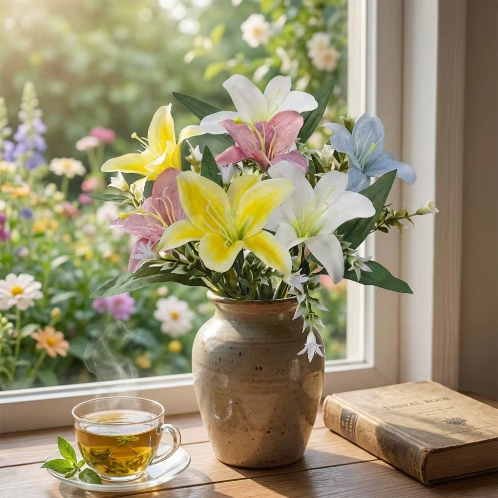 Branche de fleurs artificielles en plastique pour centre de table