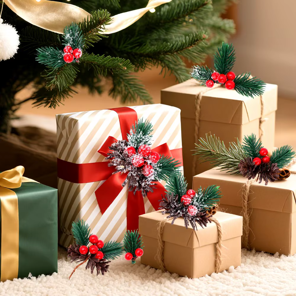 Branche artificielle de sapin avec baies et aiguilles