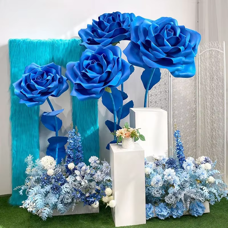 30-100cm fleurs géantes bleu Rose grand papier artificiel