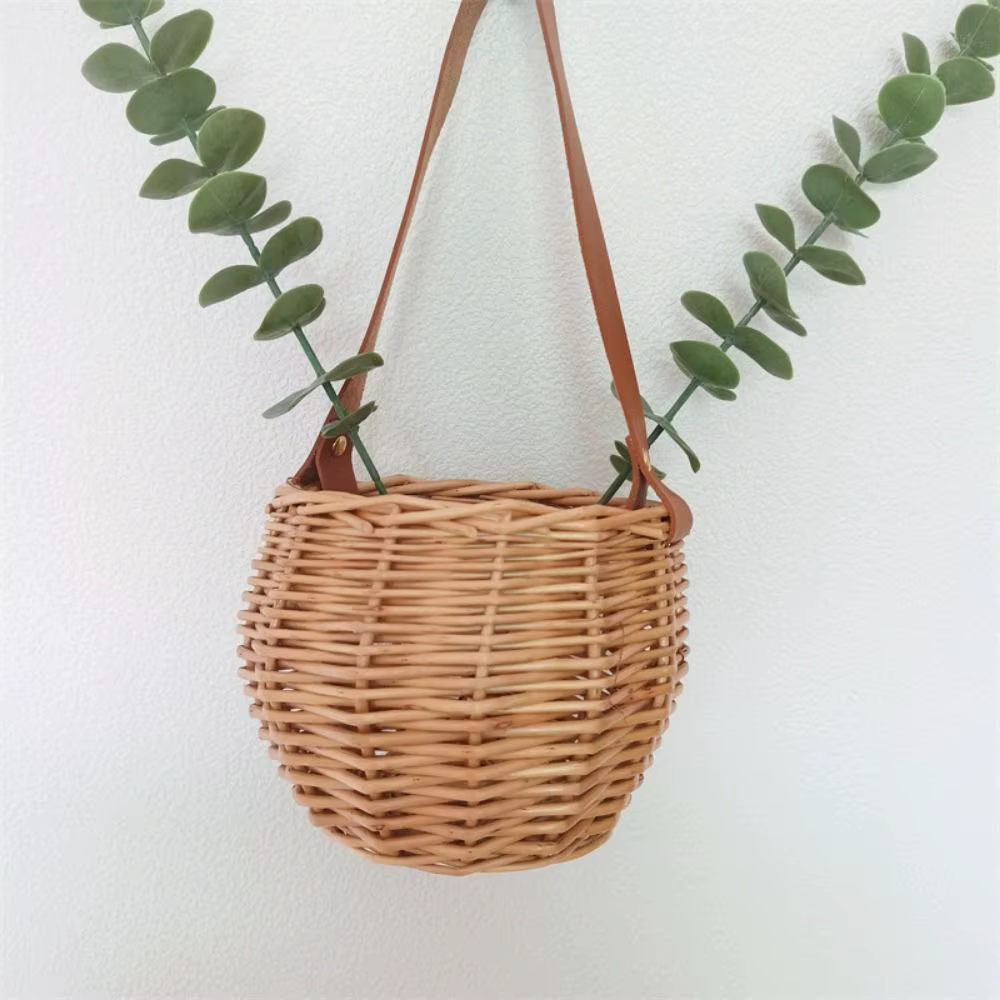 Panier de fleurs suspendu marron