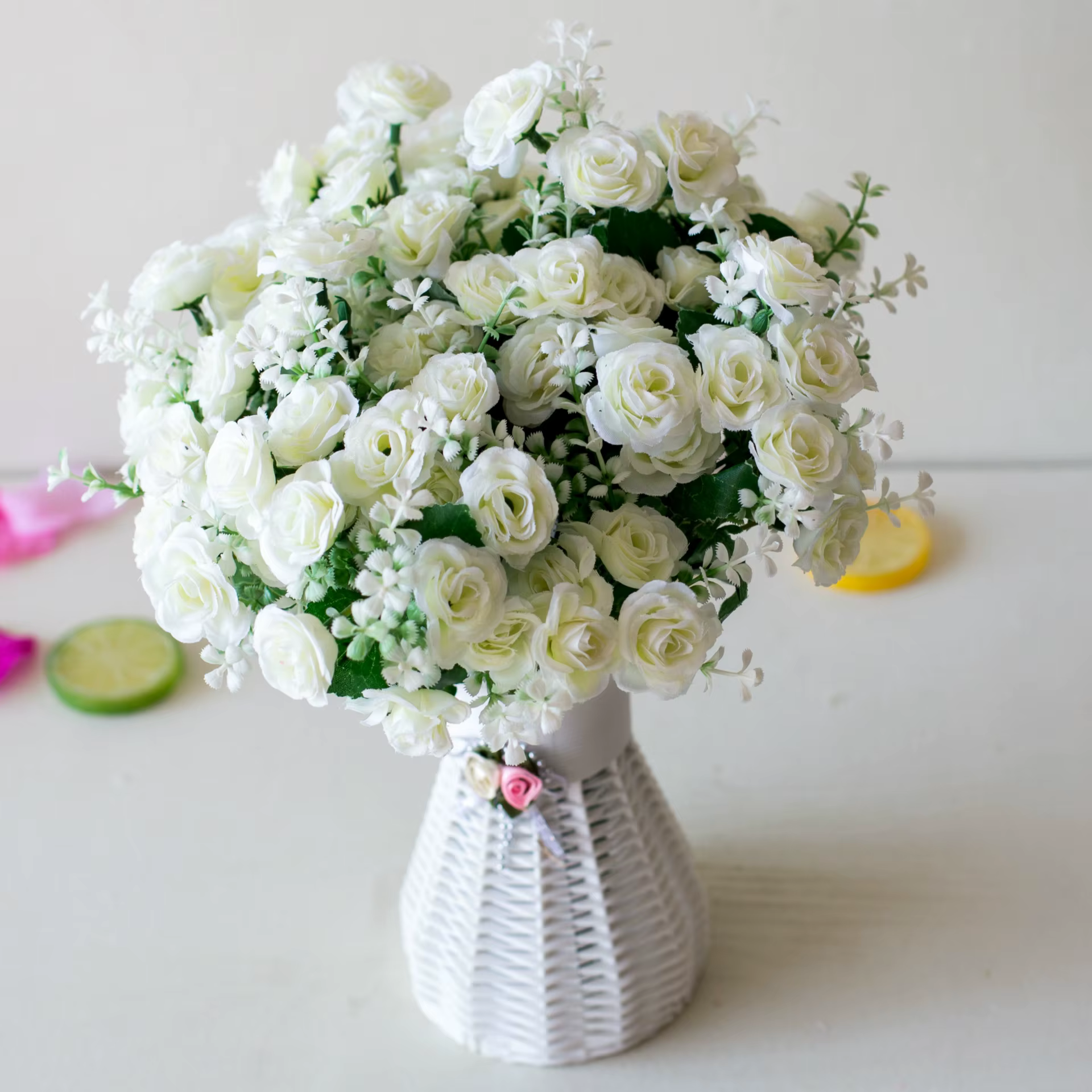 Mini Roses artificielles à 15 têtes