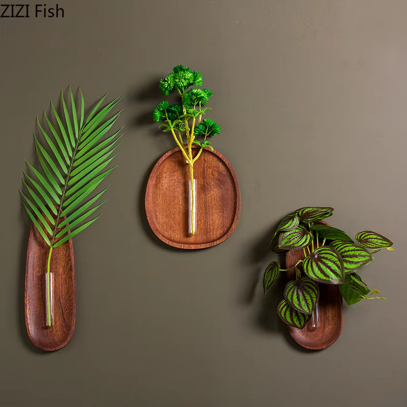 Vase mural en bois, Pots de plantes