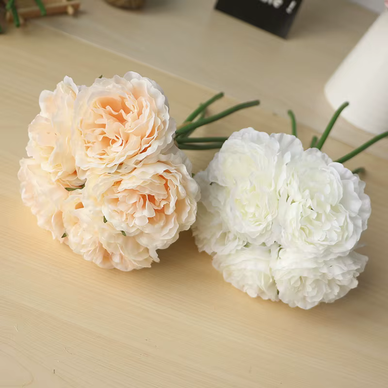 5 têtes/bouquet pivoine fleurs artificielles décor à la maison soie fausse fleur pivoines