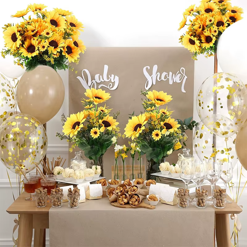 1 lot de 13 têtes de tournesols artificiels