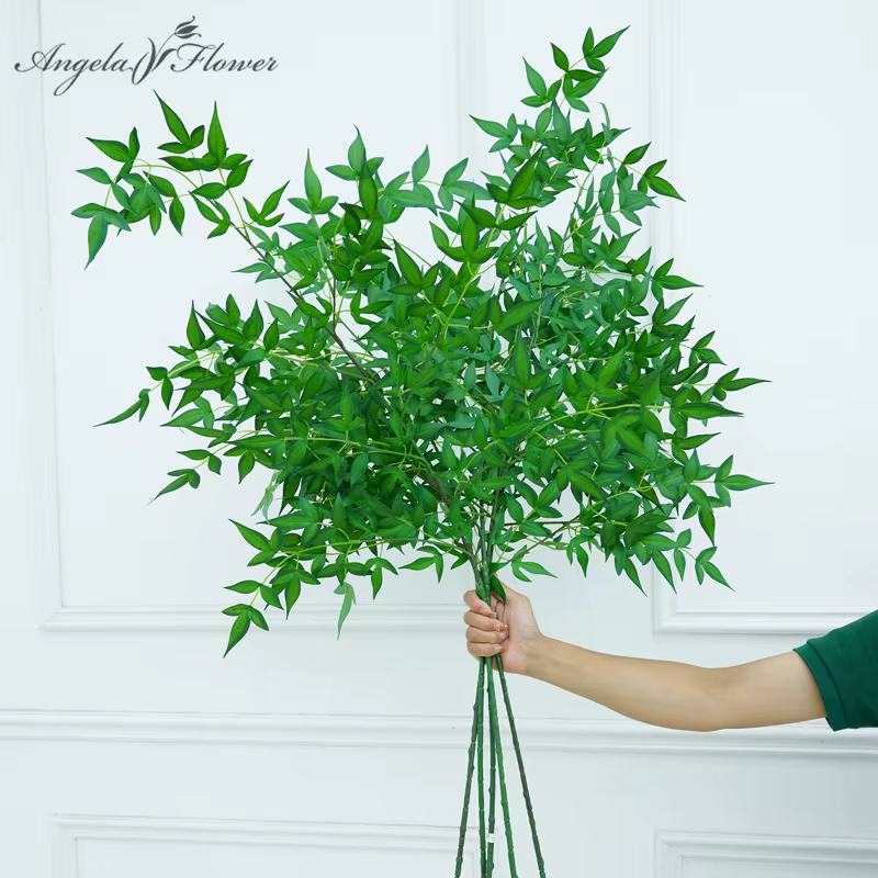 Branches de Feuilles de Bambou Vertes Artificielles